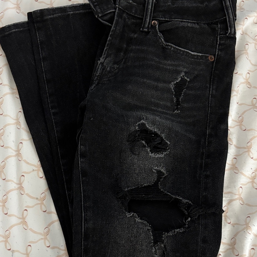American Eagle Outfitters Black Distressed Men Jeans